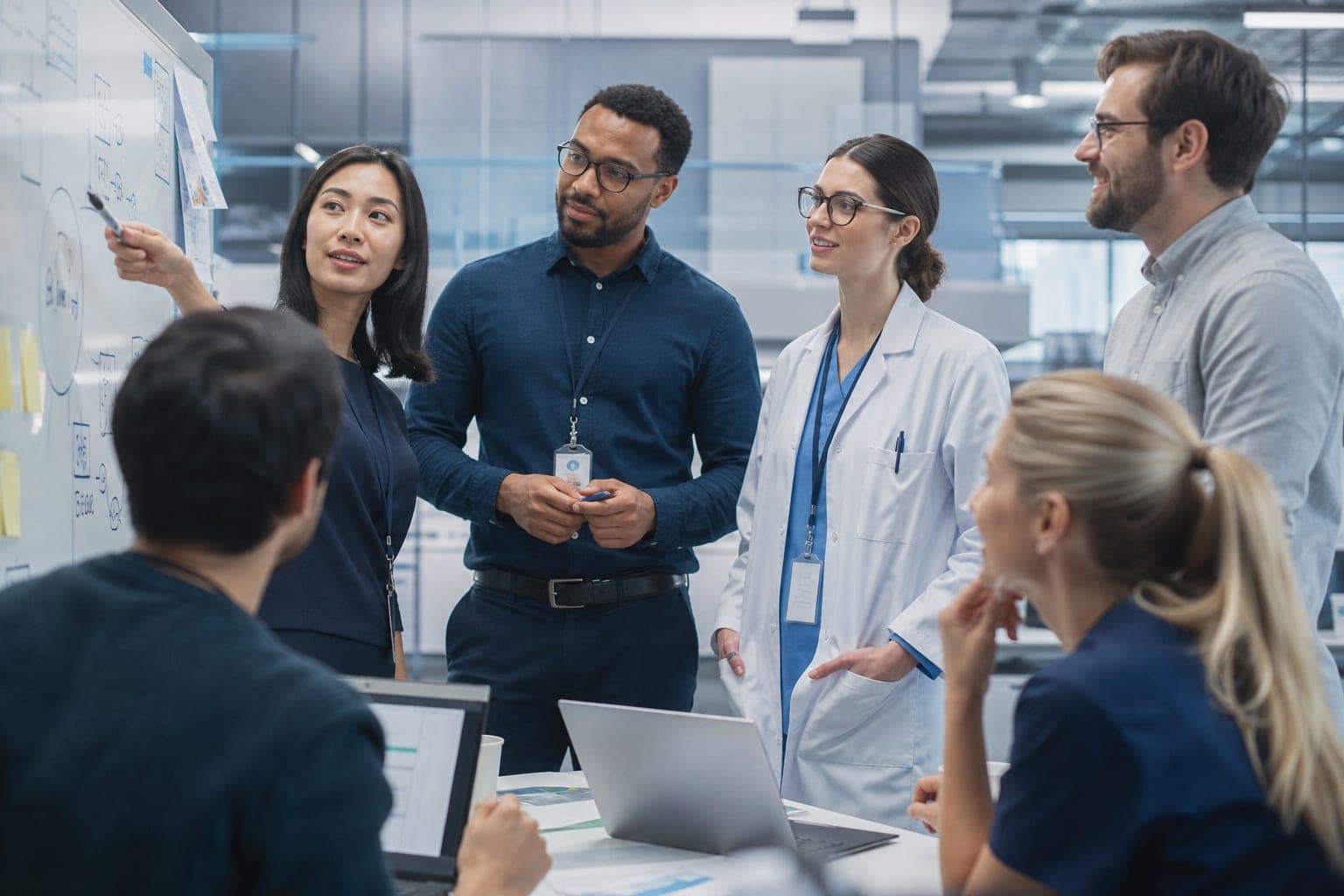 Healthcare and engineering team planning an AI implementation